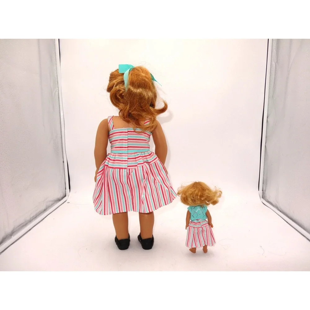 American Girl Maryellen Doll and Mini Maryellen Doll Set Striped Dress 2015